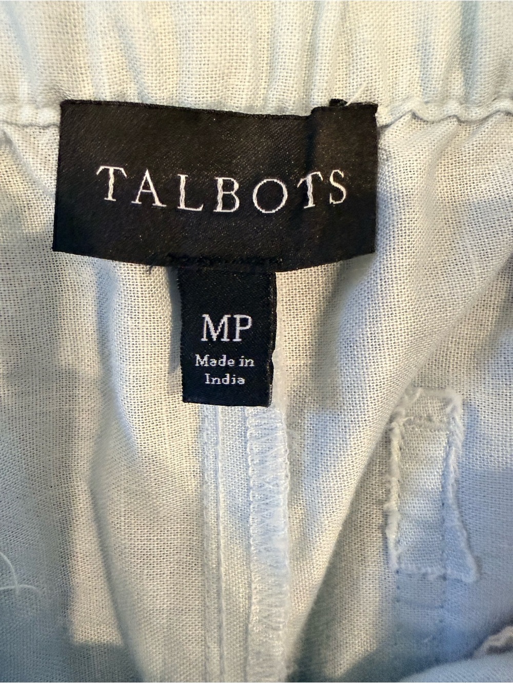 Talbots Petite Light Blue Eyelet Embroidered Linen Blend Crop Pants MP - Picture 2 of 13